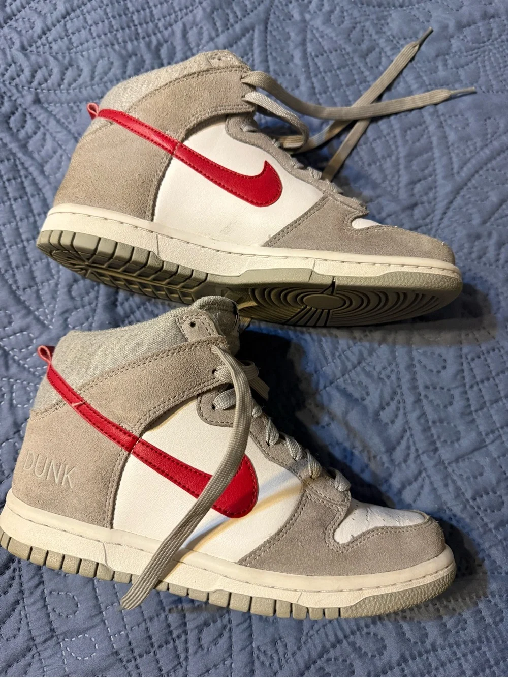 Youth Nike Athletic Club High-Top Sneakers in Beige and Red
